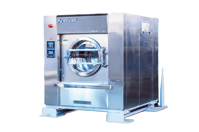 เครื่องซักผ้าอุตสาหกรรม แบบมีโช๊คอัพและสปริง พร้อมระบบยกเทด้านหน้า